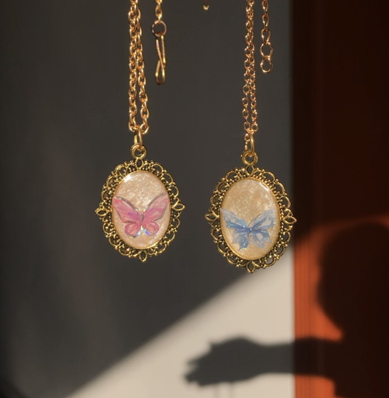 Vintage Butterfly Resin Pendants